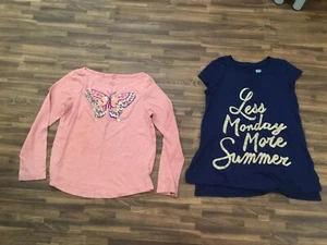 Lot of 2 pcs Girls Tops: Crazy 8 Long Sleeve Sz M 7-8 & Epic Threads Top Size S - Picture 1 of 5