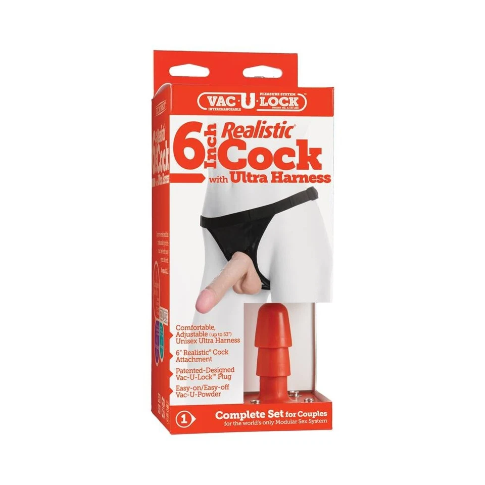 Doc Johnson Vac-U-Lock-Realistic Cock с Ultra Harness 6"" - Изображение 1 из 4