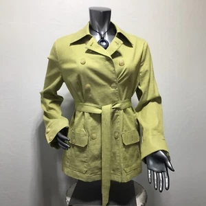 MAGASCHONI Women’s 14 Linen Blend Jacket Double Breasted Button Tie Belt Green - Picture 1 of 12