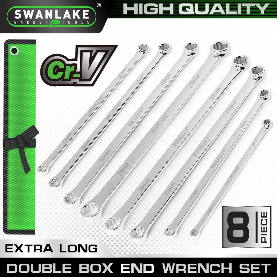 Double Box End Wrench 8 PC Metric Extra Long Aviation Spanner Universal 8-24MM - Image 1 of 4