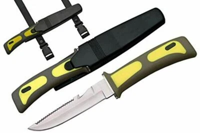 9" SCUBA Dive Master Knife & Sheath w/ Rubber Leg Straps - Diving Diver's - NEW - Image 1 of 4
