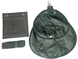 Falconry Nubuck Leather Bag, Hawking Bag with Strap & Meat Pocket (Jet Black) - Picture 1 of 1