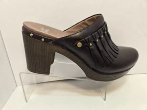 Dansko Deni braune Leder Fransen Pantoletten Clogs Damengröße EU 40 US 9,5 - 10 - Bild 1 von 12