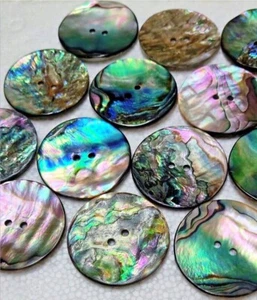 Mexican Abalone Shell Button 35mm 2 Hole Fashion Statement Coat Sewing Art Craft - Picture 1 of 16