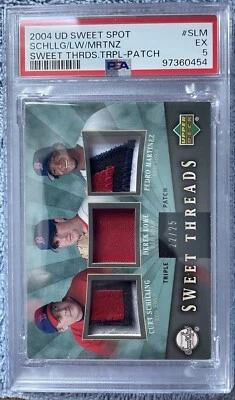 2004 SWEET SPOT THREADS TRIPLE PATCH RED SOX PEDRO MARTINEZ/LOWE/SCHILLING /25 - Image 1 of 4