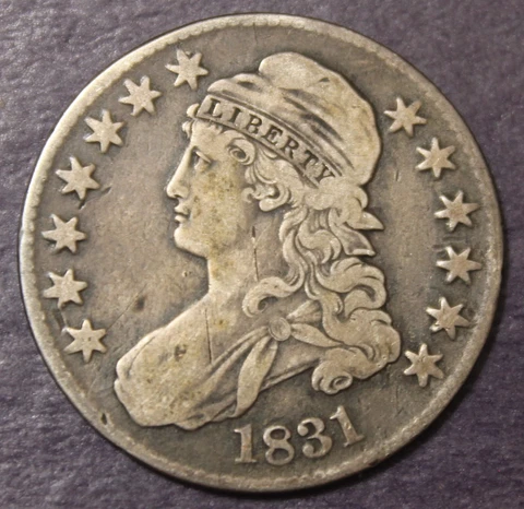 1831 Capped Bust Half Dollar VF Obverse Marks.........Lot 9140 Cover