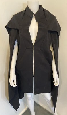 New! NICOLA WAITE [sz 2 / 10 12 14] edgy black pure wool felted cape - image 1 of 4