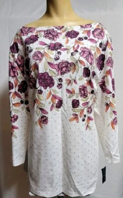 Camisa Top Karen Scott Floral Brillante Dorado Estrás Elástica Tejida Talla 3X Foto 1 de 4