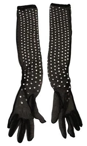 Dolce & Gabbana Black Crystal Elbow Length Cotton Tulle Gloves - Picture 1 of 4