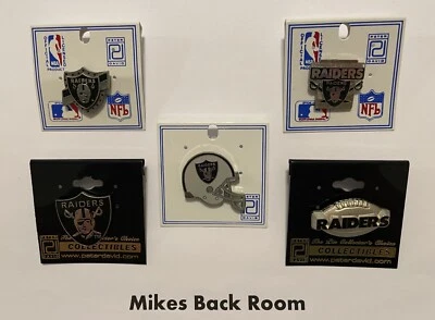 De colección NFL OAKLAND LOS ANGELES RAIDERS PETER DAVID PINS NUEVO Antiguo Stock PACK de 5 Foto 1 de 4