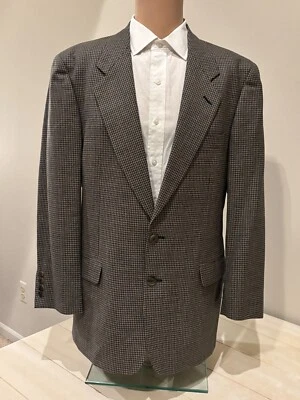 Chaqueta Blazer Deportiva Jones New York Para Hombre Marrón A Cuadros Lana 2 Botones 40R Foto 1 de 4