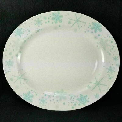 Snowflake Platter Oval Serving Christmas Winter Holiday Dinner - Image 1 of 4