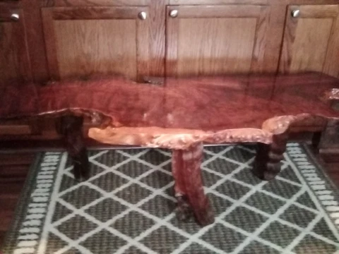 Old Growth Redwood Table! 16"H x 49" L x 17" W x 1.25" Thick. OLD GROWTH REDWOOD Cover