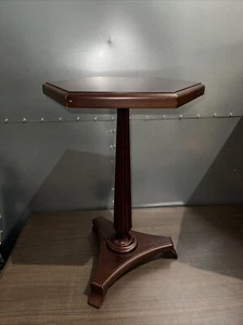 Vintage Bombay Company Wood Pedestal Stand Table 26” Hexagon - Picture 1 of 12