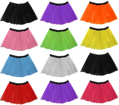 DIRECT HOME COLLECTIONS Langer 14" Neon 3 Schichten Netz UV Flo Tutu Rock Henne Kostüm Party Erwachsenengröße