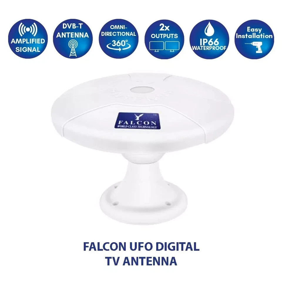 Falcon Antenna TV digitale omnidirezionale montaggio tetto UFO camper e caravan