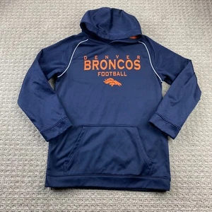 NFL Denver Broncos Sweater Hoodie Youth Boy Size XL (16/18) Navy Blue Pullover - Picture 1 of 8