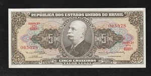 Billete Brasil, 5 cruzeiros P-176d, ND (1964), sin circular - Imagen 1 de 2