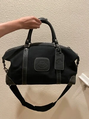 Ghurka Colección Original - Cavalier 1 Bolso de Lona Equipaje Negro Sarga y Cuero! Foto 1 de 4