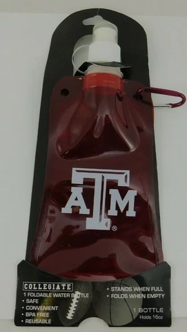 Texas A&M Foldable Water Bottle 16 oz Biking Hiking Cover