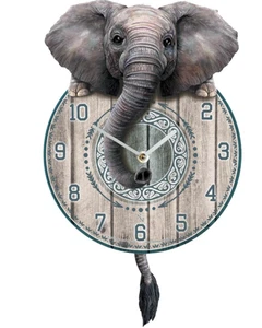 Nemesis Now Elephant Wooden Pendulum Clock Jungle Swinging Tail Trunkin' Tickin' - Picture 1 of 1