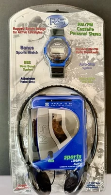 Reproductor de casete deportivo resistente GPX RS estéreo AM/FM con auriculares y reloj deportivo Foto 1 de 4