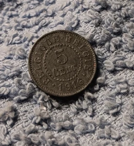 Belgium 1916 5 Cents , Small Coin km80 WW1 - Picture 1 of 10
