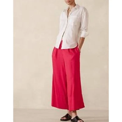 NUEVO NUEVO CON ETIQUETAS Banana Republic Mezcla de Lino Pull-On Pierna Ancha Pantalones Cortos Grande Rosa Foto 1 de 4