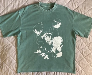 Naruto T Shirt Mens Large Green Cropped Japanese Anime Manga Graphic T - Picture 1 of 11
