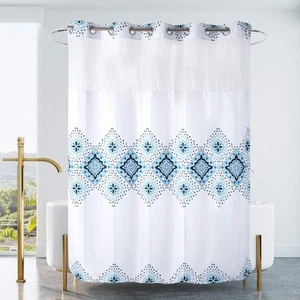 71x79 Hotel Grade Fabric Hook Free Shower Curtain with Polyester Replacement Lin - Picture 1 of 7
