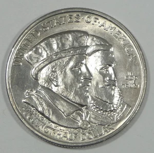 1924 Huguenot-Walloon Tercentenary Commemorative Half Dollar ALMOST UNCIRCULATED - Picture 1 of 4