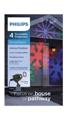 Philips - 4 Focusable Projectors - Snowflakes Indoor/Outdoor  051 04 5235 NEW - Image 1 of 4