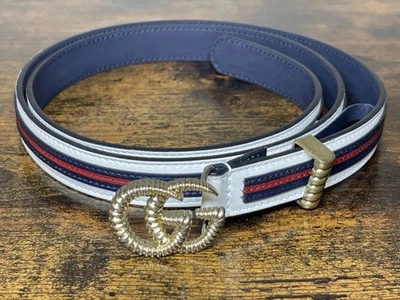 Gucci Belt Calfskin 20mm Torchon Double G Sylvie Belt 95 38 Maritime Hibiscus - Image 1 of 4