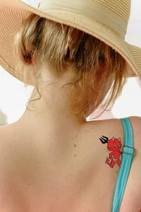 Geile rote kleine Teufel Temporäre Tattoos (2er Set Tattoo) - Bild 1 von 4