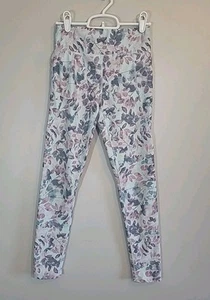 Old Navy Girls Light Blue  Flowered Leggings Size 10/12 - Picture 1 of 2
