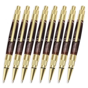 Kit de bolígrafo Gear Click, acabado dorado, paquete de 8, torneado de madera heredado - Imagen 1 de 5