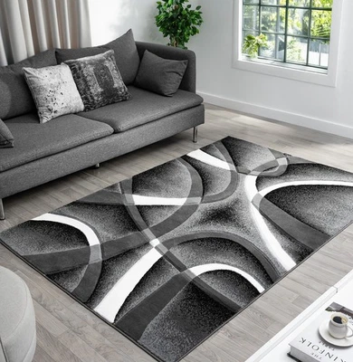 Modern Abstract Area Rug Hand Carved Geometric Carpet For Living Room PR1001 - Image 1 of 4