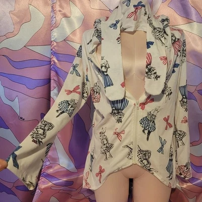 Sudadera con Capucha Talla Pequeña Blanca Conejo ACDC Trapo Lolita Japón Jfashion Kawaii Harajuku Foto 1 de 4