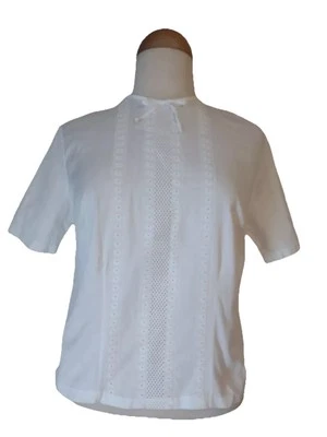 Blusa de Colección Original Calidad Suiza Minicare Blanca Cremallera Trasera Ojales Manga Corta  Foto 1 de 4