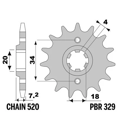 AJP PR3 ENDURO 200 2009-2015 pignon avant PBR pas 520 12 Dents - Photo 1/4
