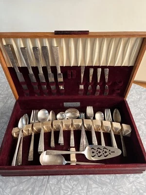 Antique National Silver Co.  Inaugural Pattern Silverware - 61 Pieces - Image 1 of 4