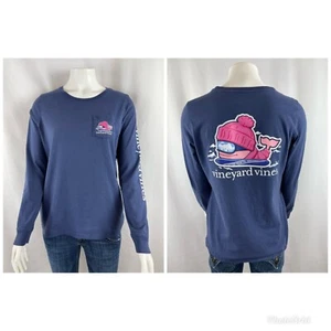 Vineyard Vines Winter Whale Womens XS Long Sleeve T-Shirt Snowboarding - Picture 1 of 7