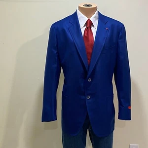 Isaia Dustin Jacket Men's 50R Royal Blue Cashmere Silk 2B Vented Sport Coat NWT  - Picture 1 of 12