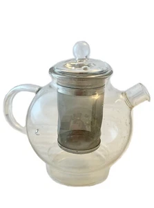 Round Clear Glass Tea Pot Coffee Pot With Tea Infuser - Picture 1 of 9