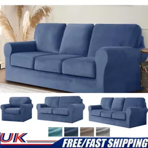 1/2/3 Seater Sofa Velvet Stretch Sofa Slipcover with Cushion & Backrest Cover - Picture 1 of 223