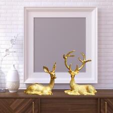 2pcs Resin Reindeer Lover Sculpture Elk Couple Deer Figurine Statue Home Office
