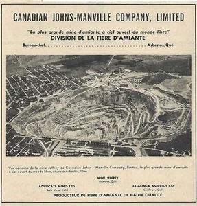 1968 PUBLICITÉ ORIGINALE DE LA CANADIAN JOHNS-MANVILLE CO. LTD,FIBRE D'AMIANTE - Imagen 1 de 1