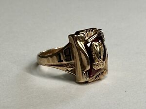Antique 10k Yellow Gold Brentwood Class Ring 1958