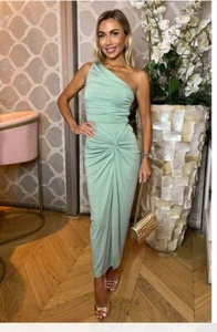 AX PARIS DUCK EGG RUCHED ONE SHOULDER MIDI DRESS PARTY WEDDING LOOK UK - Picture 1 of 3