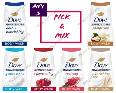 Pick & Mix Any 3 Dove Advanced Care Body Wash Shower Gel 225ml